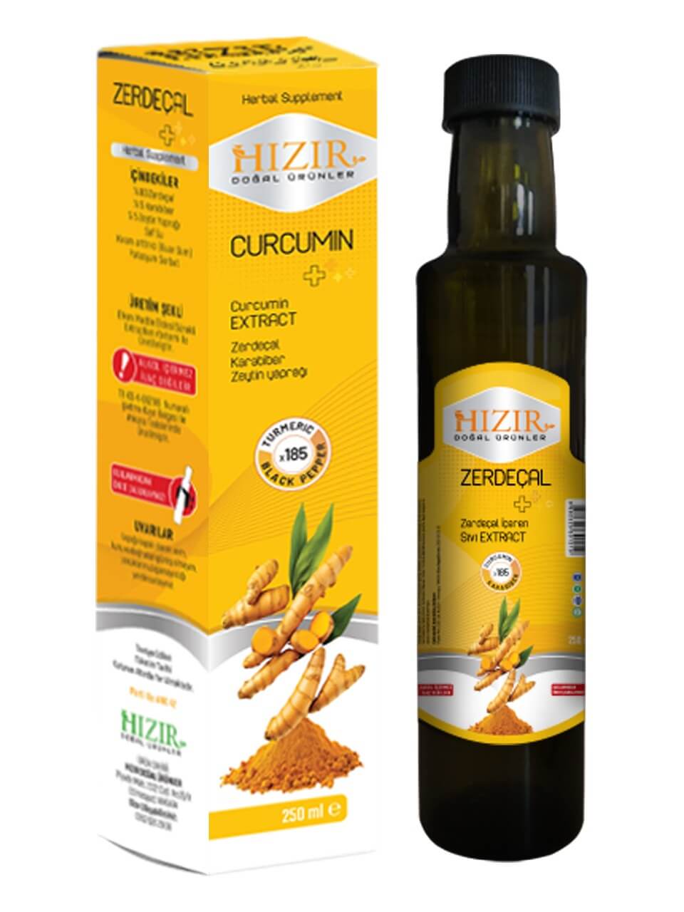 Hızır Zerdeçal Curcumin+ Sıvı Ekstrakt 250ml – Karabiber & Zeytin Yaprağı
