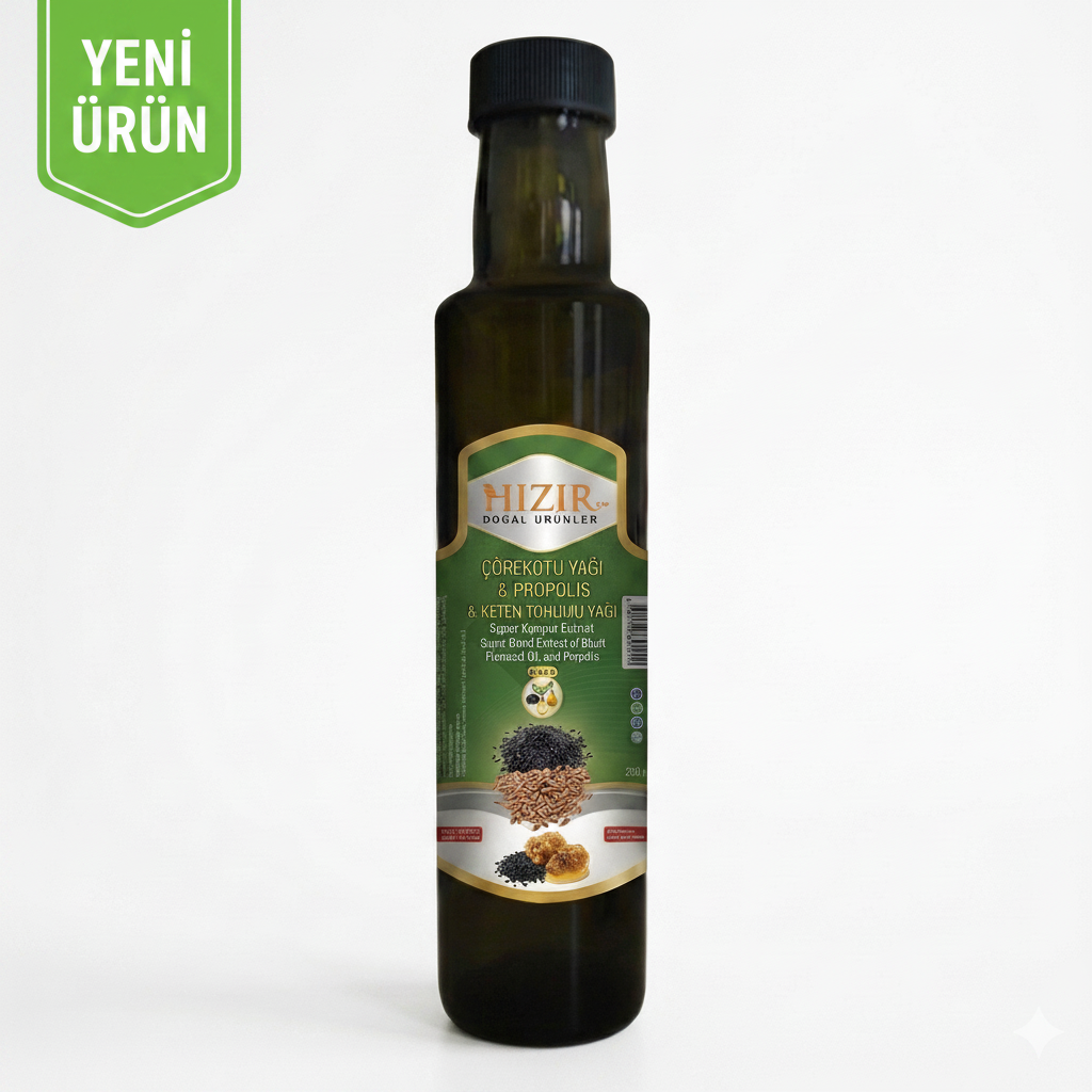 Hızır Çörekotu Yağı, Keten Tohumu Yağı & Propolis Ekstrakt 250ml